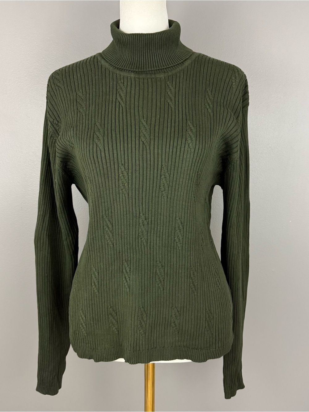 Vintage Talbots Collection Silk Cotton Cable Turtleneck Sweater Size Large 90’s